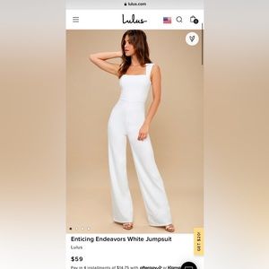 Lulu's White Jumpsuit "Enticing Endeavors"